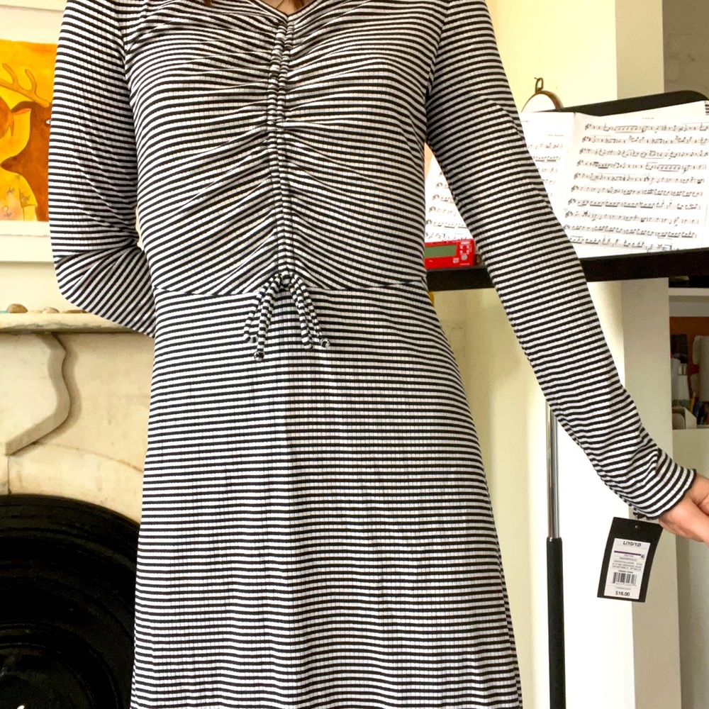 Kids Art class Ribbed black and white dress